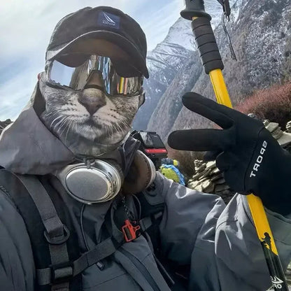 3D Ear Hanging Cycling Animal Face Mask Animal Pattern Ear Loop - Cat Design UV Sun Wind Dust Proof Balaclava for Outdoor Sports