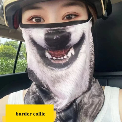 3D Ear Hanging Cycling Animal Face Mask Animal Pattern Ear Loop - Cat Design UV Sun Wind Dust Proof Balaclava for Outdoor Sports