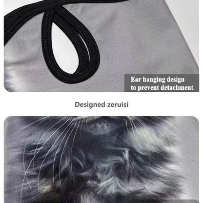 3D Ear Hanging Cycling Animal Face Mask Animal Pattern Ear Loop - Cat Design UV Sun Wind Dust Proof Balaclava for Outdoor Sports